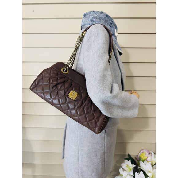 MCM Quilted Leather Chain Tote Bag - Brown - Picture 10 of 15